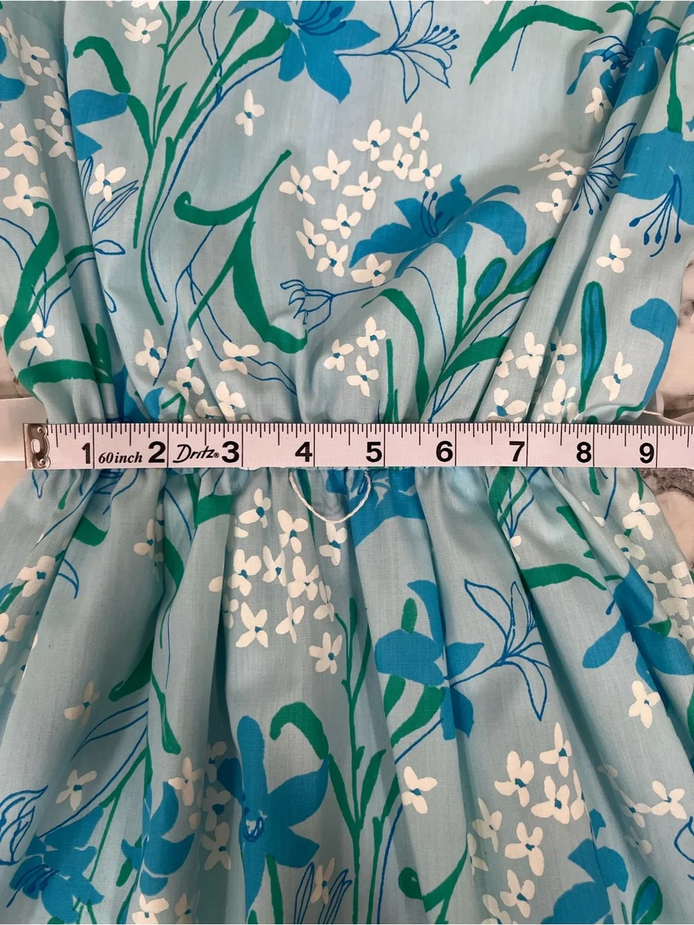 Vintage Lilly Pulitzer 80’s cotton midi dress light blue floral basket weave hem - Picture 9 of 16